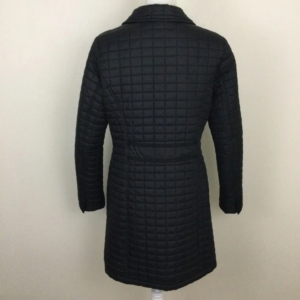 Waterproof Quilted Black Jacket Snap Button Down Size M - Picture 3 of 9